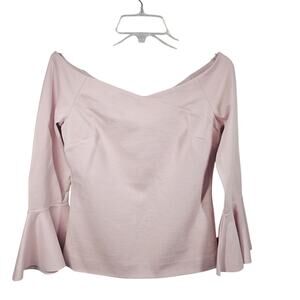 Ted Baker Pink Off-the-Shoulder V-Neck Bell Sleeves Back Zipper Size 2 | US 4-6